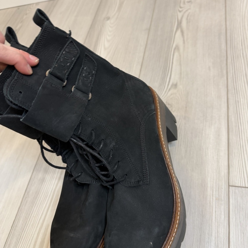 Free People Lace Up Boots Combat Suede Black Boots Platform Sz 10 EU 41 - Picture 6 of 10